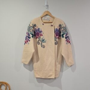 Retro 80's/90's Brocade Embroidered Cream Wool Jacket